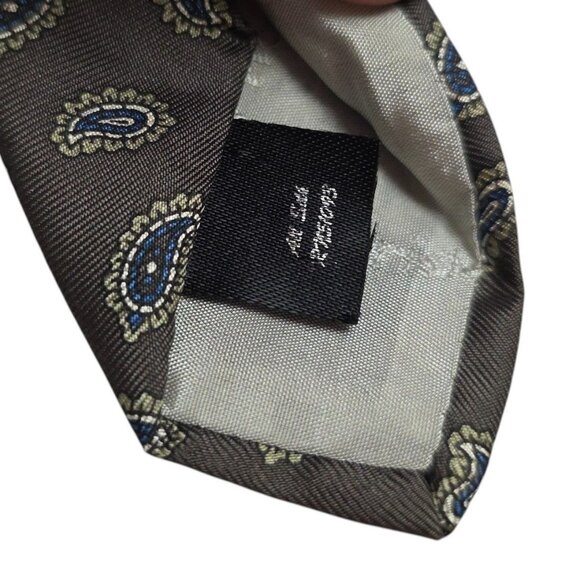 Christopher Hart Brown w/ Blue Paisley Silk Tie Elegant Design Mens Accessory - Picture 3 of 6